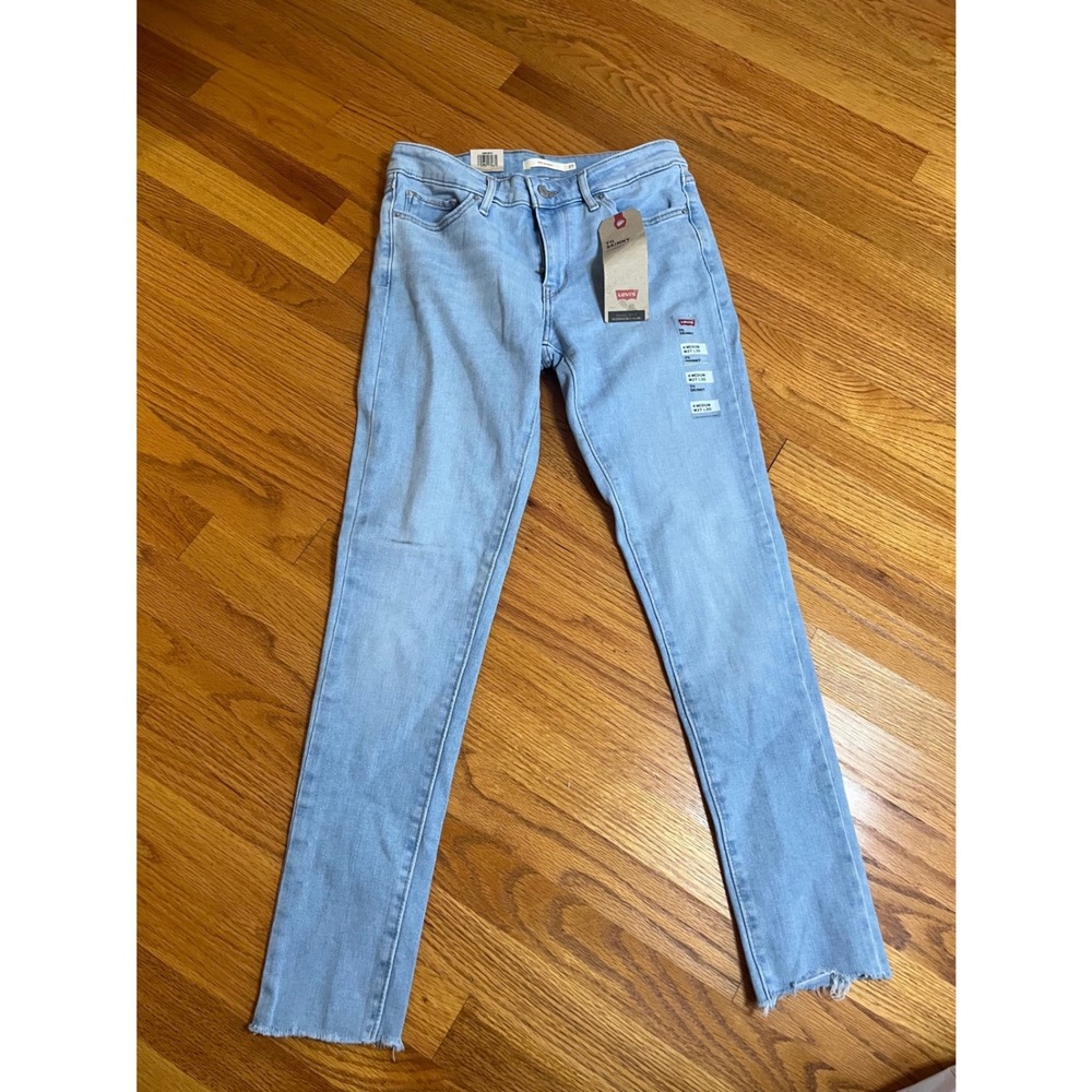 Levis 711 Skinny Jeans Womens 27x30 Light Wash Hypersoft Raw Hem 188810612